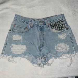 SOLD Hand-studded HOT 1980's Levi's Denim Shorts